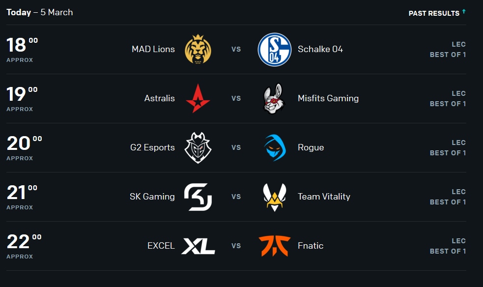 Calendrier de compétitions de LOL